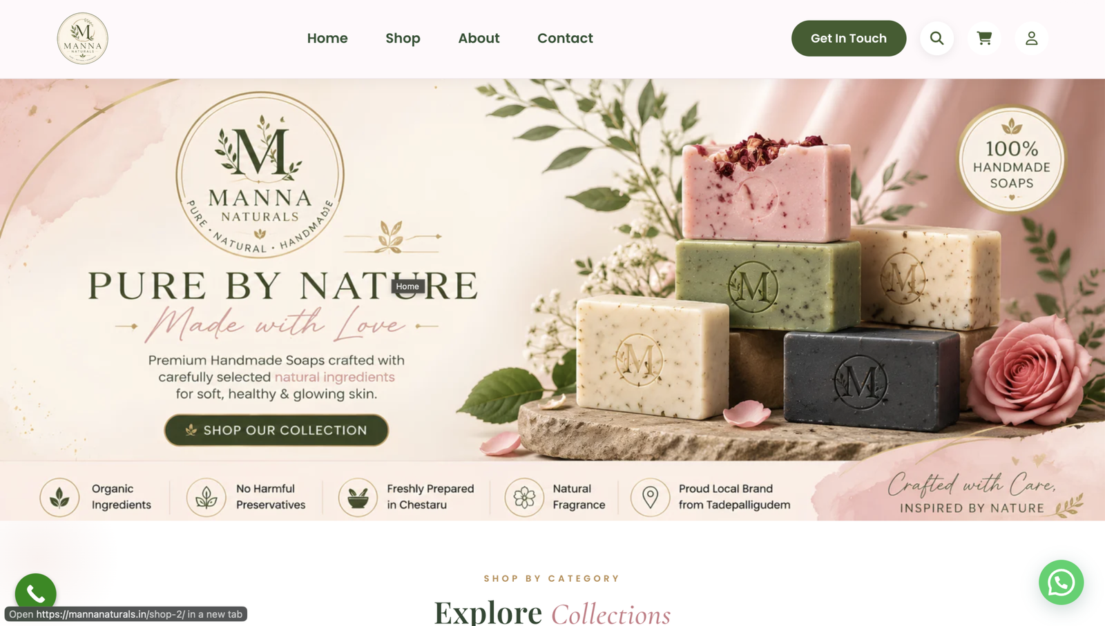 Manna Naturals website homepage