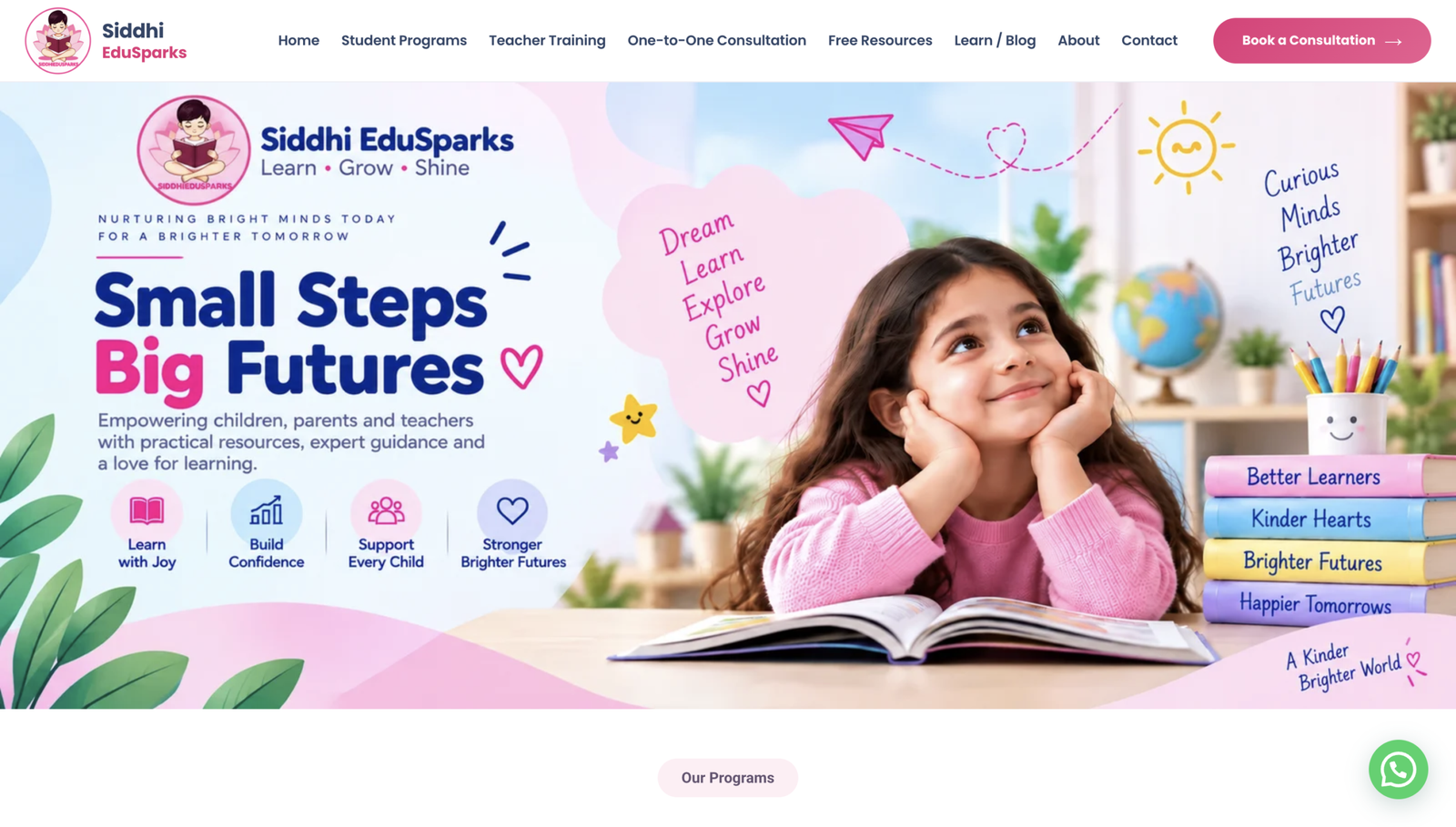 Siddhi EduSparks website homepage